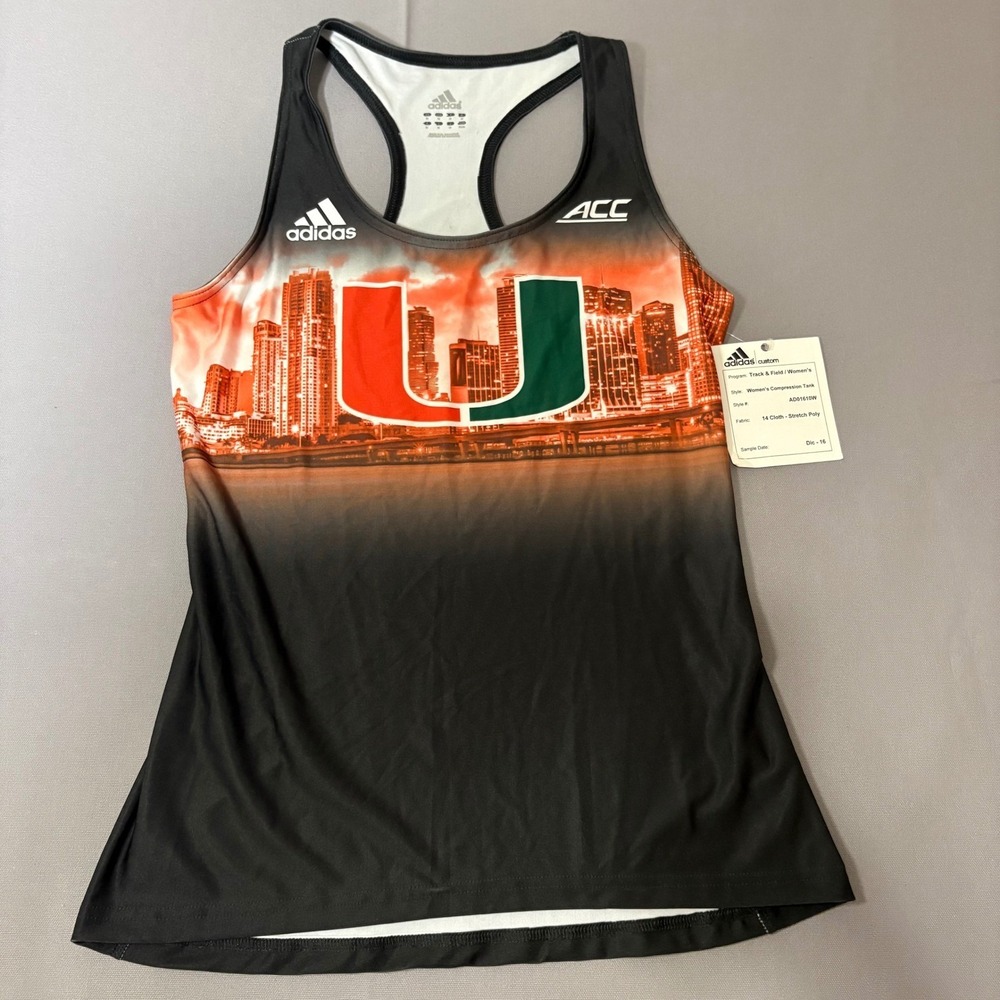 NWT adidas Women’s Miami Hurricanes Black & Orange Racerback Compression Tank